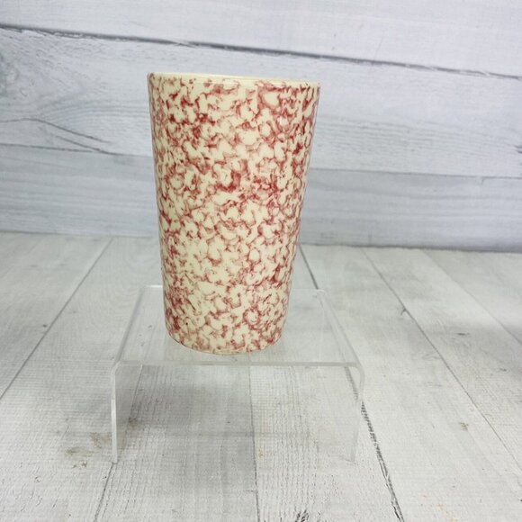 Roseville The Workshop of Gerald Henn ROSE SPONGE Red Spongeware 12 oz Tumbler - Picture 2 of 14